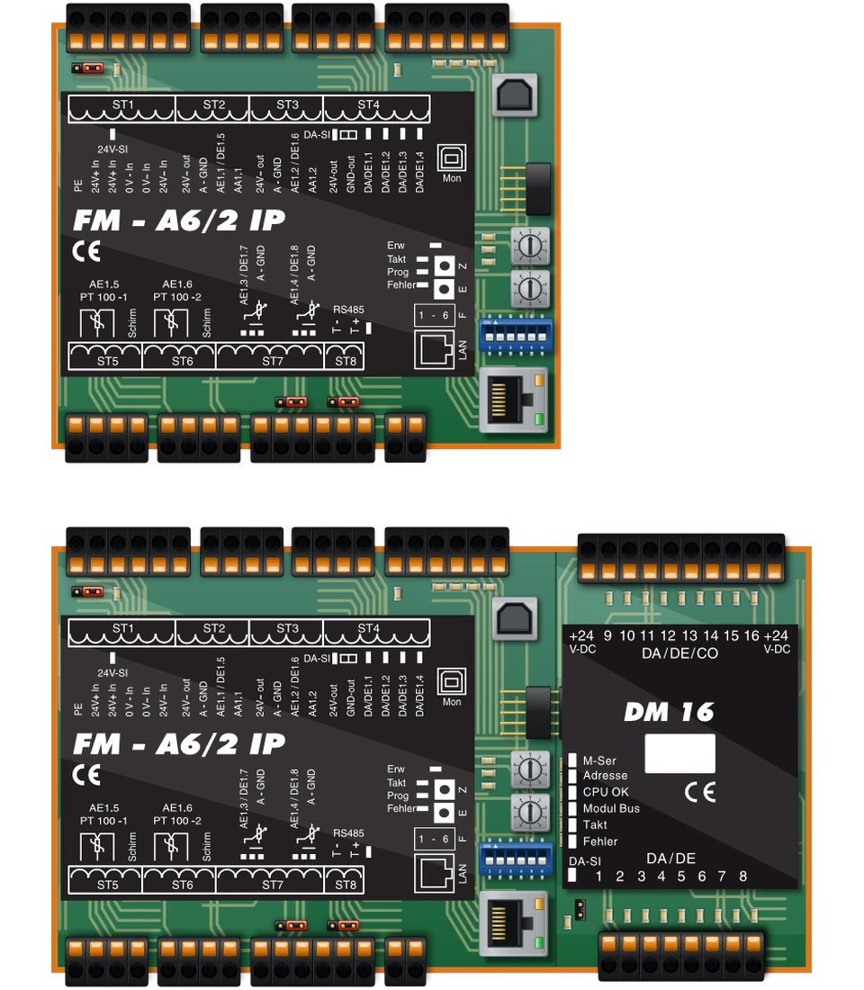 FM-A6/2 IP, einzeln und mit Erweiterungsmodul DM 16